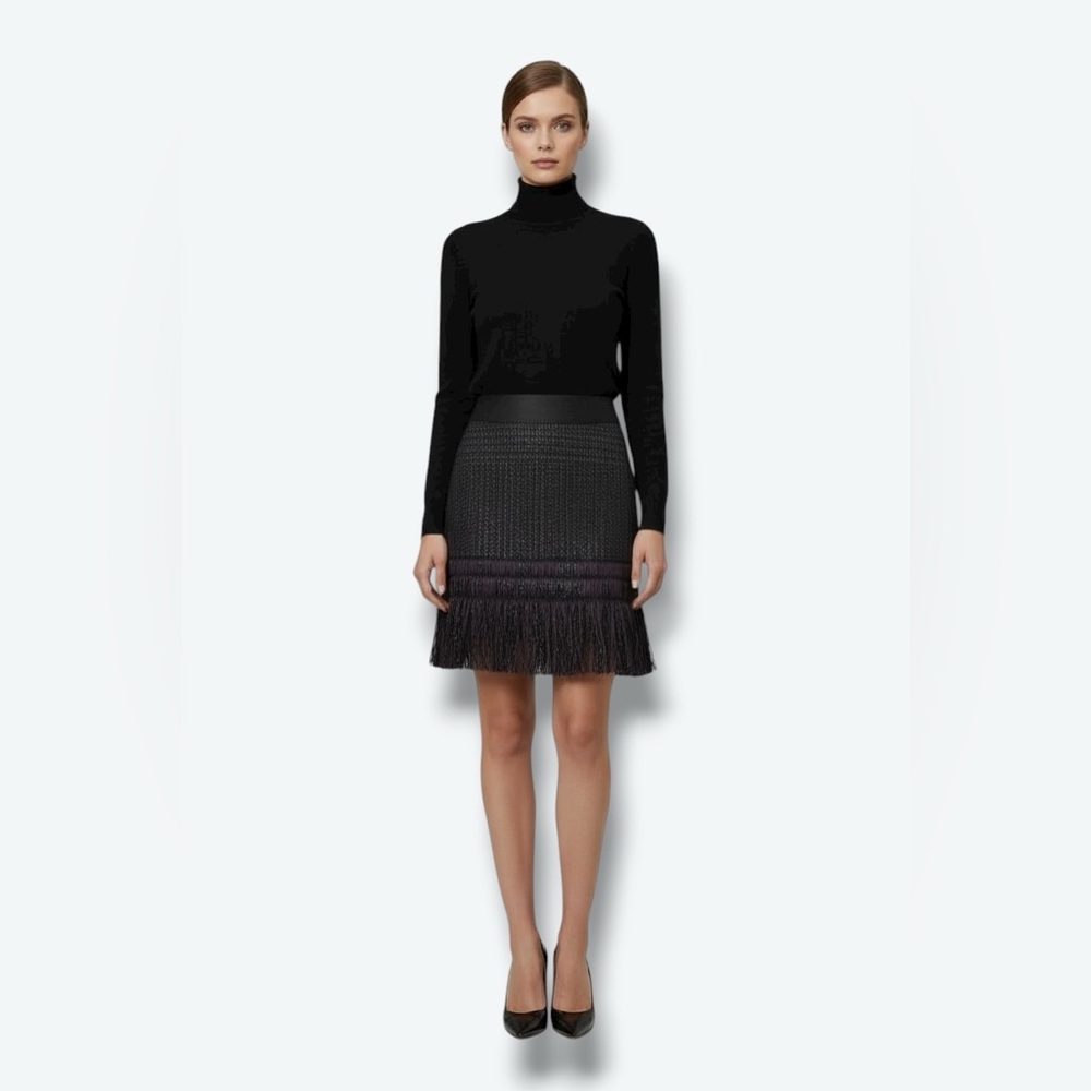 Milly Purple and Black Fringe Skirt